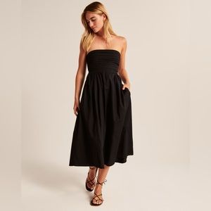 Abercrombie Emerson Strapless Poplin Midi Dress (XXS)